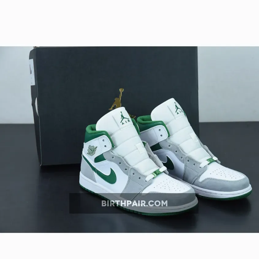 Air Jordan 1 Mid SE White/Light Smoke Grey/Pine Green / Jordan 1 White And Green