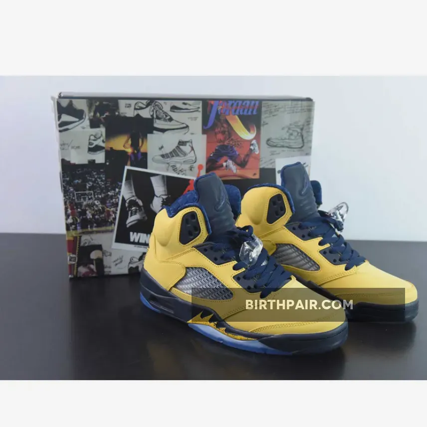 Air Jordan 5 Retro Se Michigan Amarillo/College Navy-Amarillo AJ5 Jordan 5 Yellow
