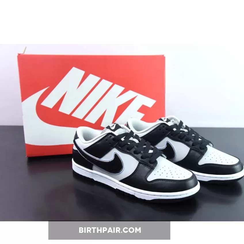Black White Grey Dunks / Nike Dunk Low Chenille Swoosh Black Grey