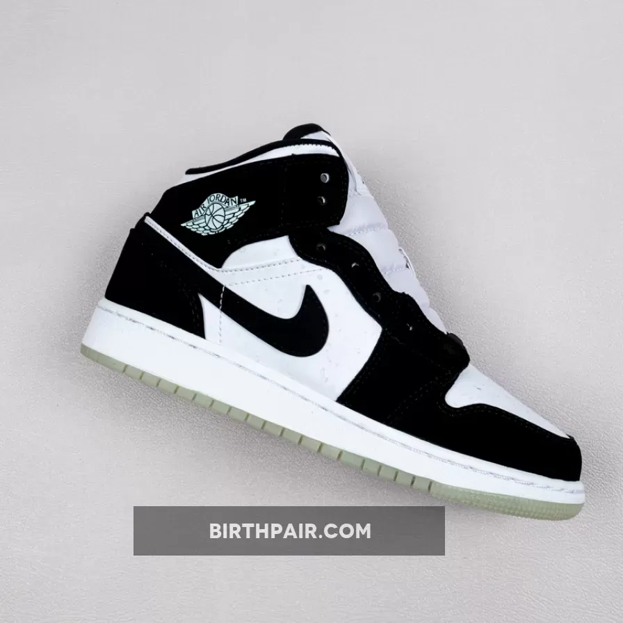 Air Jordan 1 Mid SE 'Panda' White/Black-Teal Tint #air jordan 1 mid white black teal tint