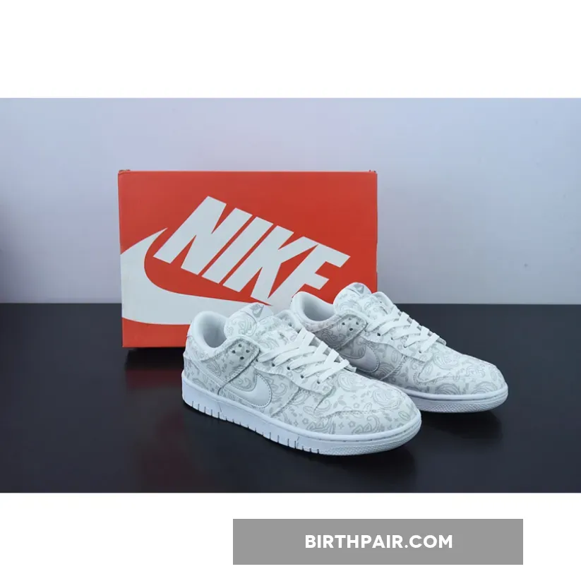Nike Dunk Low ESS White Paisley Grey Casual Shoes / nike dunk white paisley