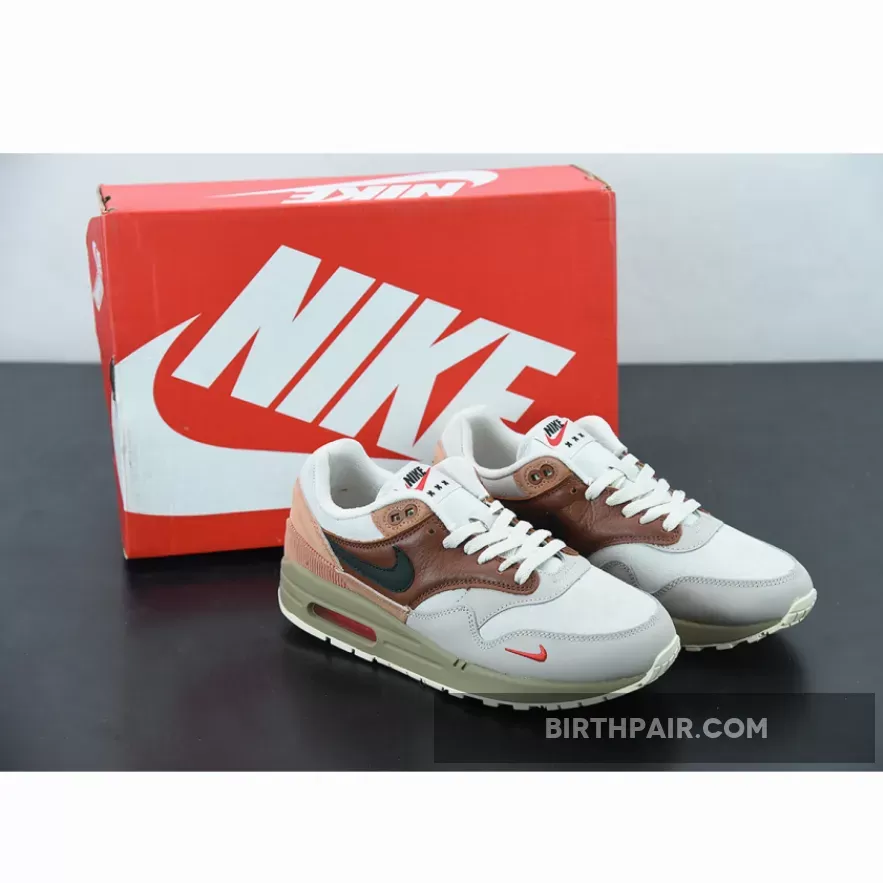 Nike Air Max 1 City Pack 'Amsterdam' Red Bark/Khaki-Terra Blush-Dusty Peach CV1638-200 / Air Max Amsterdam