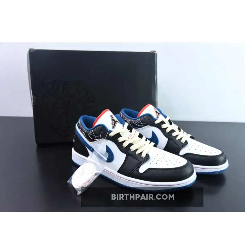 Air Jordan 1 Low White/Industrial Blue-Black-Siren Red