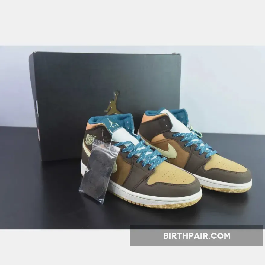 Air Jordan 1 Mid Cacao Wow/Luminous Green-Geode Teal